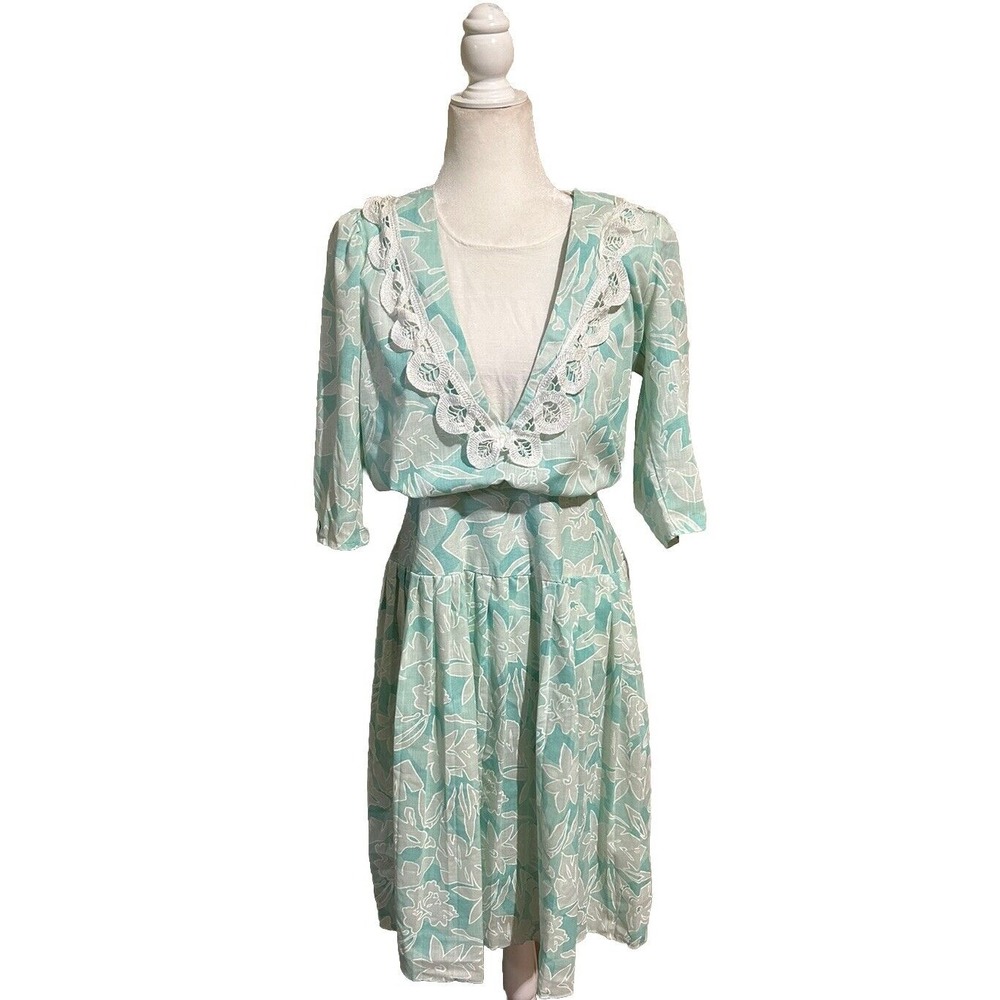 Vintage Dress Fit Flare Womens Sz 10 Willys Influence Floral Midi Vacation Light
